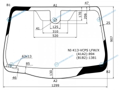 NI-K13-VCPS LFWX Стекло лобовое + дд NISSAN MARCH 10-