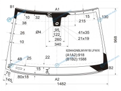 6294AGNBLMVW1B LFWX Стекло лобовое + дд OPEL VECTRA C 45D 02-08