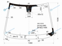 206 LFWX Стекло лобовое + дд PEUGEOT 345D 98-03