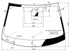 PE-308-14-VCS LFWX Стекло лобовое + дд PEUGEOT 308 5D HBK 14-