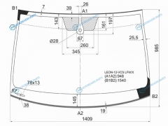 LEON-12-VCS LFWX Стекло лобовое + дд SEAT LEON 12-20