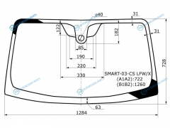 SMART-03-CS LFWX Стекло лобовое + дд SMART ROADSTER 03-06