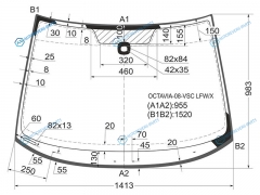 OCTAVIA-08-VCS LFWX Стекло лобовое +дд (100мм от края) SKODA OCTAVIA II 09-13