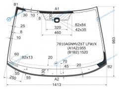 7810AGNMVZ6T LFWX Стекло лобовое +дд (кабель 92мм) SKODA OCTAVIA II 09-13