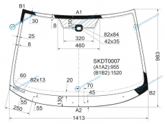 SKDT0007 Стекло лобовое +дд (кабель 92мм) SKODA OCTAVIA II 09-13