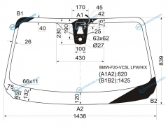 BMW-F20-VCSL LFWHX Стекло лобовое +дд +камера BMW 1-SER F2021 35D 11-19