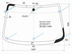 KALOS LFWX Стекло лобовое CHEVROLET AVEO 345D HBK 03-08DAEWOO 02-08