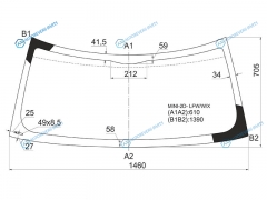 MINI-2D- LFWWX Стекло лобовое COOPER 2D HBK 00-14