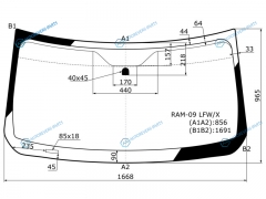 RAM-09 LFWX Стекло лобовое DODGE RAM PICKUP 08-18