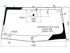 MUSTANG-05-VCP LFWX Стекло лобовое FORD MUSTANG 2D CPE 05-14