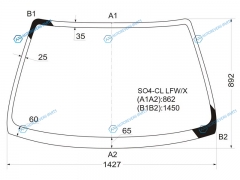 SO4-CL LFWX Стекло лобовое HONDA CIVIC 4D 95-00DOMANI MB 97-00ORTHIAPARTNER 96-05