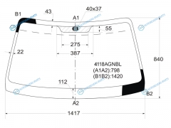 4118AGNBL Стекло лобовое HYUNDAI ACCENT (сборка Россия) 45D 00-12VERNA 345D 00-06
