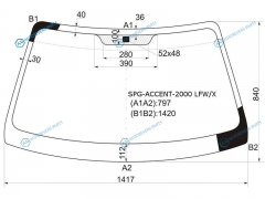 SPG-ACCENT-2000 LFWX Стекло лобовое HYUNDAI ACCENT (сборка Россия) 45D 00-12VERNA 345D 00-06