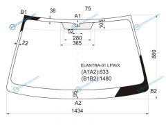 ELANTRA-01 LFWX Стекло лобовое HYUNDAI ELANTRAAVANTE 45D 00-06 ELANTRA XD(ТагАЗ) 08-10