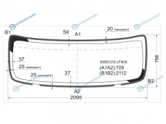 DW01310 LFWX Стекло лобовое Kenworth T2000 Conventional Cab 97-09
