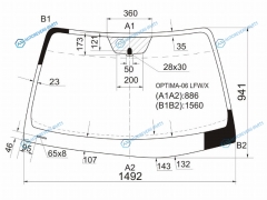 OPTIMA-06 LFWX Стекло лобовое KIA OPTIMA 4D 05-08
