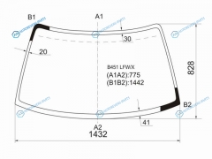 B451 LFWX Стекло лобовое MAZDA FAMILIA323 4D SED 89-94