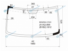 BENZ904 LFWX Стекло лобовое MERCEDES SPRINTER CLASSIC (низкая крыша) 95-