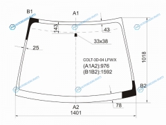 COLT-3D-04 LFWX Стекло лобовое MITSUBISHI COLT Z2A 3D HBK 05-07
