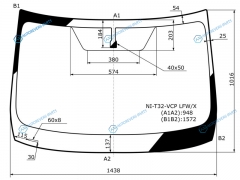 NI-T32-VCP LFWX Стекло лобовое NISSAN X-TRAIL 14-