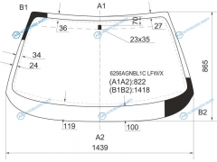 6256AGNBL1C LFWX Стекло лобовое OPEL CALIBRA 3D STR 90-97