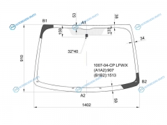 1007-04-CP LFWX Стекло лобовое PEUGEOT 1007 3D HBK 04-09