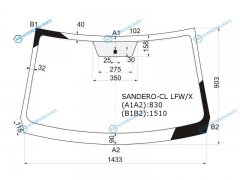 SANDERO-CL LFWX Стекло лобовое RENAULT SANDERO 08-14RENAULT DUSTER 10-NISSAN TERRANO 14-