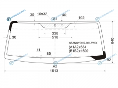 SSANGYONG-98 LFWX Стекло лобовое SSANGYONG KORANDO 96-06TAGER (ТАГАЗ) 08-12