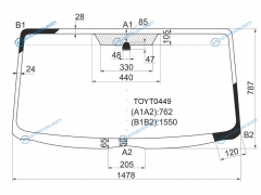 TOYT0449 Стекло лобовое TOYOTA HIACE (KDH2.LH2.TRH2) (узкая кабина) 04-
