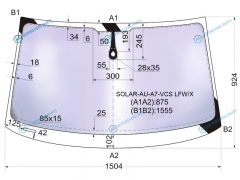 SOLAR-AU-A7-VCS LFWX Стекло лобовое атермальное + дд AUDI A7 SPORTBACK 10-12 (Solar-X защита от ультрафиолета)