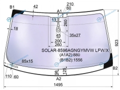 SOLAR-8596AGNGYMVW LFWX Стекло лобовое атермальное + дд AUDI Q5 08-12 (Solar-X защита от ультрафиолета)