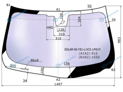 SOLAR-NI-Y51-L-VCS LFWX Стекло лобовое атермальное + дд INFINITI M25353745 10-13INFINITI Q70 13- (Solar-X защита от ульт