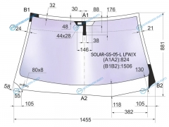 SOLAR-GS-05-L LFWX Стекло лобовое атермальное + дд LEXUS GS300350430460 05-12 (Solar-X защита от ультрафиолета)
