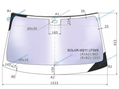 SOLAR-W211 LFWX Стекло лобовое атермальное + дд MERCEDES E-CLASS W211 45D 02-09 (Solar-X защита от ультрафиолета)