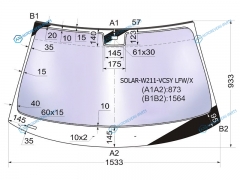 SOLAR-W211-VCSY LFWX Стекло лобовое атермальное + дд MERCEDES E-CLASS W211 45D 02-09 (Solar-X защита от ультрафиолета)