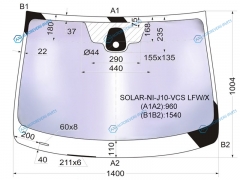 SOLAR-NI-J10-VCS LFWX Стекло лобовое атермальное + дд NISSAN QASHQAI 06-14 (Solar-X защита от ультрафиолета)