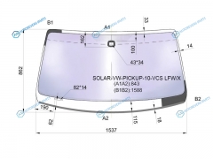 SOLAR-VW-PICKUP-10-VCS LFWX Стекло лобовое атермальное + дд VOLKSWAGEN AMAROK 09-16 (Solar-X защита от ультрафиолета)