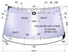 SOLAR-B6-VCS LFWX Стекло лобовое атермальное + дд VOLKSWAGEN PASSAT B6 45D 05-10 (Solar-X защита от ультрафиолета)