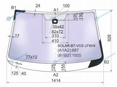 SOLAR-B7-VCS LFWX Стекло лобовое атермальное + дд VOLKSWAGEN PASSAT B7 45D 10-15 (Solar-X защита от ультрафиолета)