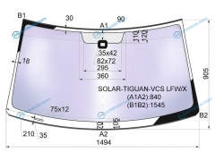 SOLAR-TIGUAN-VCS LFWX Стекло лобовое атермальное + дд VOLKSWAGEN TIGUAN 07-16 (Solar-x защита от ультрофиолета)