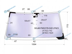 SOLAR-FW02378-HUD LFWX Стекло лобовое атермальное + проекция дд LEXUS LX470 98-07 (Solar-X защита от ультрафиолета)