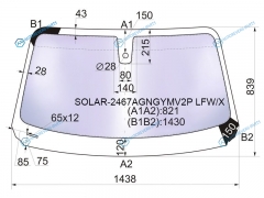 SOLAR-2467AGNGYMV2P LFWX Стекло лобовое атермальное +дд BMW 1 SERIES F2021 35D 11-19 (Solar-X защита от ультрафиолет