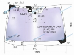SOLAR-3986AGNBLMV LFWX Стекло лобовое атермальное +дд HONDA ACCORD 02-08ACURA TSX 45D 04-08