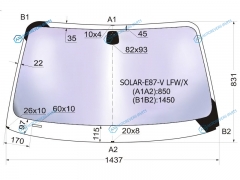 SOLAR-E87-V LFWX Стекло лобовое атермальное BMW 1-SERIES E81E87 235D 04-11 (Solar-X защита от ультрафиолет