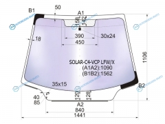 SOLAR-C4-VCP LFWX Стекло лобовое атермальное CITROEN C4 35D 04-11 (Solar-X защита от ультрафиолета)