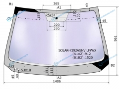 SOLAR-7292AGNV LFWX Стекло лобовое атермальное RENAULT LOGANSANDERO 14- (Solar-X защита от ультрафиолета)