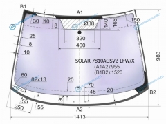 SOLAR-7810AGSVZ LFWX Стекло лобовое атермальное SKODA OCTAVIA II 04-13 (Solar-X защита от ультрафиолета)