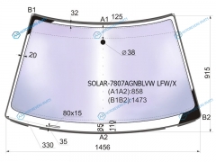 SOLAR-7807AGNBLVW LFWX Стекло лобовое атермальное SKODA OCTAVIA TOUR 45D 96-11(Solar-X защита от ультрафиолета)