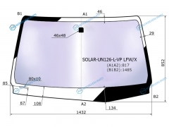 SOLAR-UN126-L-VP LFWX Стекло лобовое атермальное TOYOTA HILUX PICK UP 15- FORTUNER 15- (Solar-X защита от ультраф