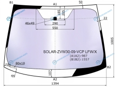 SOLAR-ZVW30-09-VCP LFWX Стекло лобовое атермальное TOYOTA PRIUS XW30 09-15 (Solar-X защита от ультрафиолета)